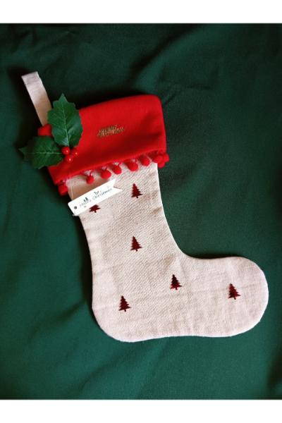 Christmas Decor - White with Holly Berries Stockings